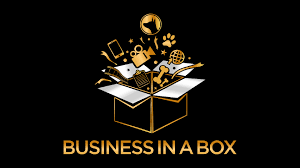 This is a photo of several items going into a box indicating a business in a box.